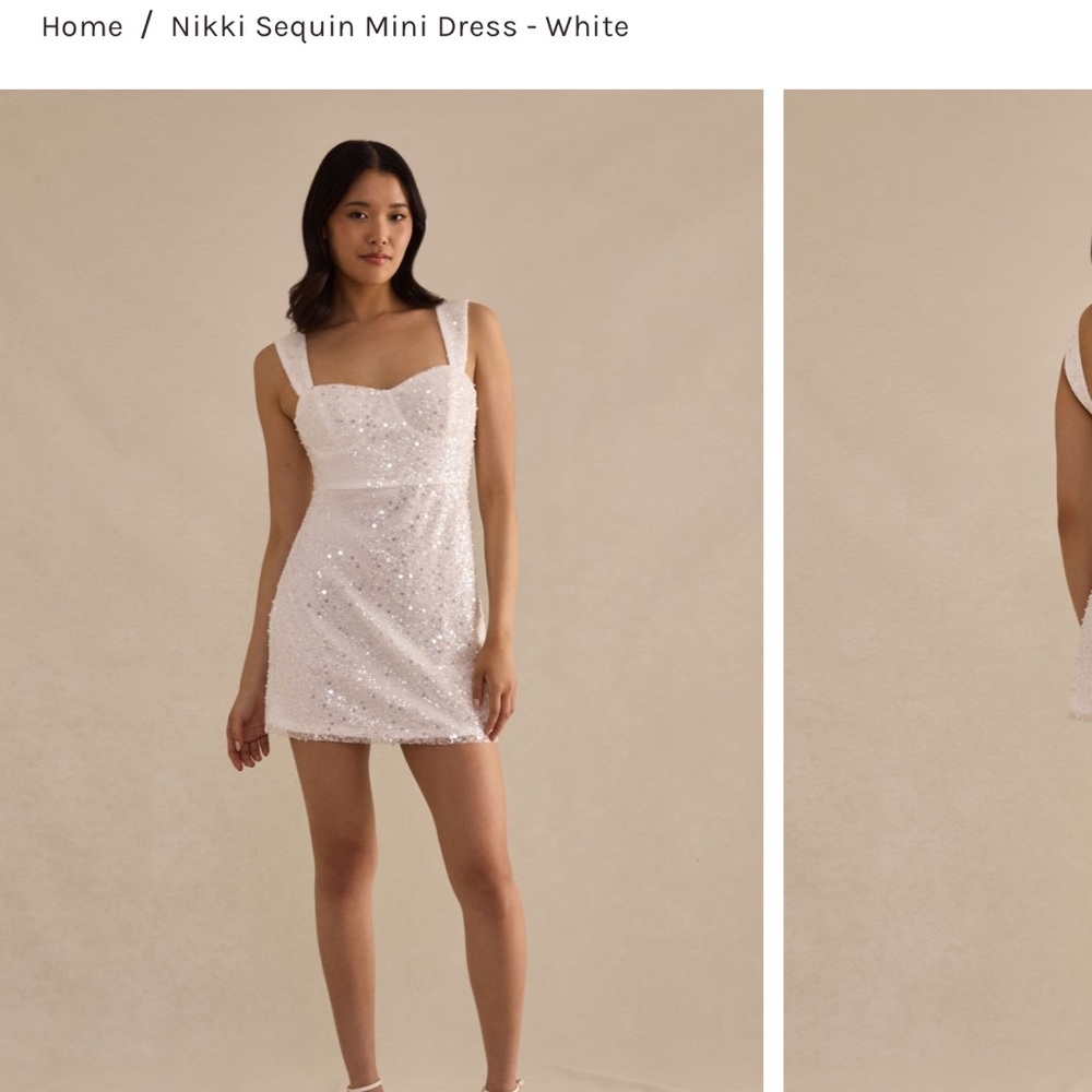 Elegant Sequin Mini Dress - White